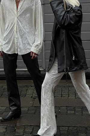 Offwhite Flared Velvet Pants