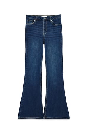 Dark Blue Højtaljede løse jeans med stretch