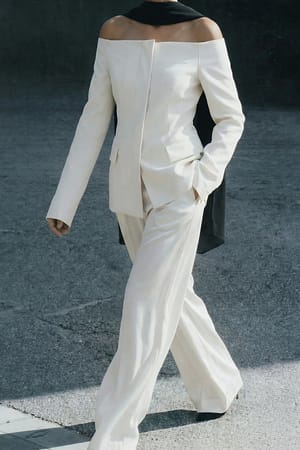 White Flared High Waist Suit Pants
