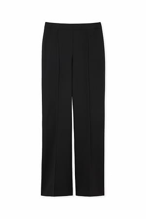 Black Flared Mid Waist Suit Pants