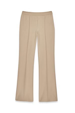 Taupe Flared Mid Waist Suit Pants