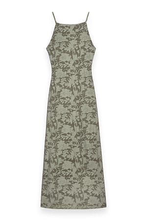 Light Khaki Floral Maxi Dress