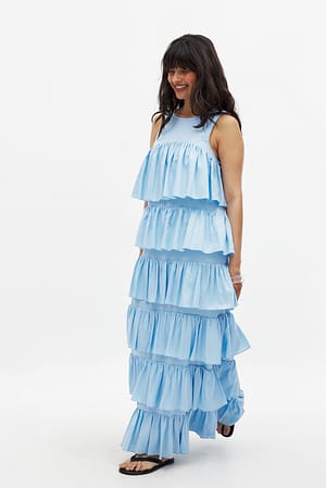 Light Blue Maxikleid mit Volant