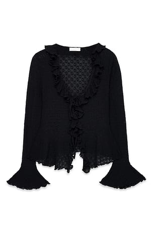 Black Top med flæseærmer
