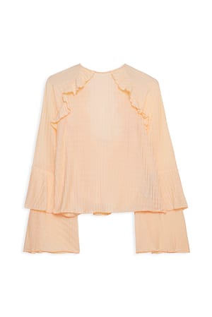 Apricot Bluse mit weiten Ärmeln und Volant