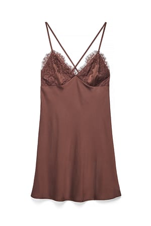 Dark Brown Flower Lace Night Dress