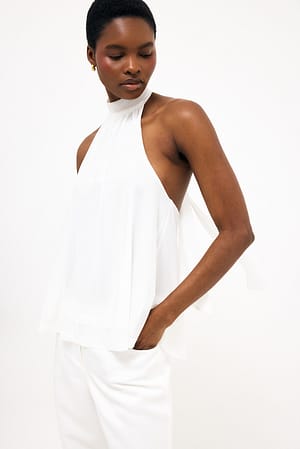 Offwhite fließendes Kragentop