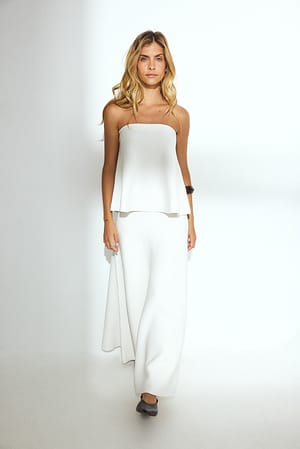 White Flowy Knitted Midi Skirt