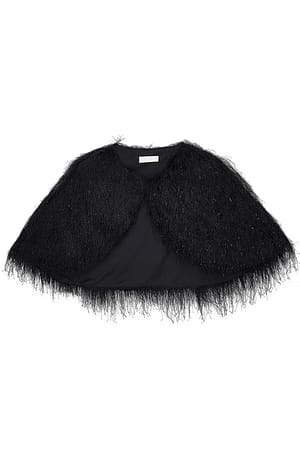 Black Cape-Top mit Fransen