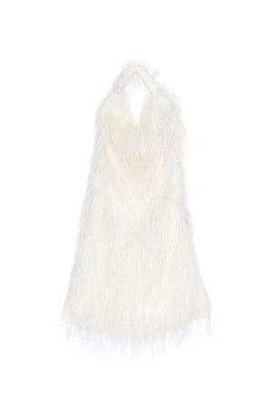 White Topp med halterneck og frynser