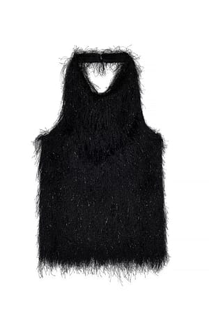 Black Topp med halterneck og frynser