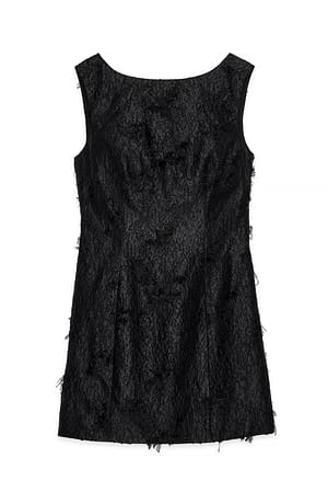 Black ärmelloses Minikleid mit Fransen