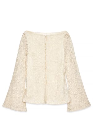 Beige Hæklet top med knapper foran