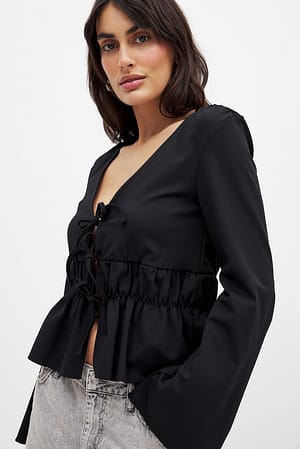 Black Front Tie Top