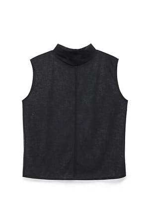 Black Funnel Neck Sleeveless Top