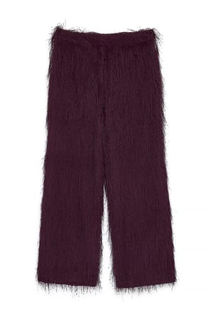 Aubergine Fuzzy Loose Hose mit mittlerer Taille