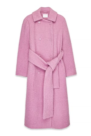 Pink Fuzzy Wool Blend Coat