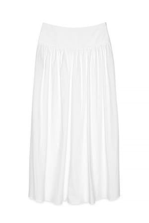 White Gathered Maxi Cotton Skirt