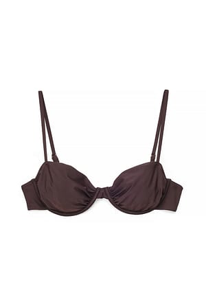 Brown Rynket bikinitop med binding i ryggen