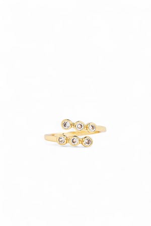 Gold Riflet guldbelagt ring med sten
