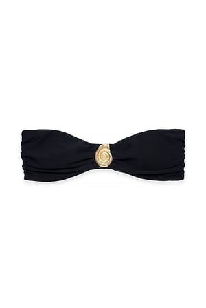 Black Bandeau-bikinitopp med gullfarget detaljer