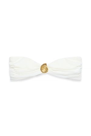 Cream Bandeau-bikinitopp med gullfarget detaljer
