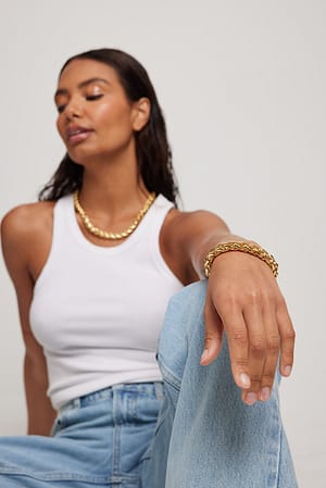Gold Gold Plated Braided Chain Bracelet