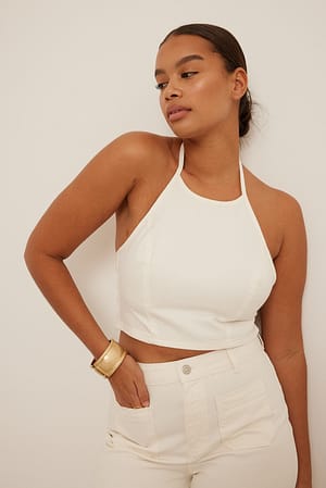 Offwhite Halterneck Denim Top