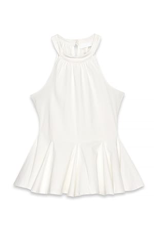 Offwhite Halterneck Pleated Top