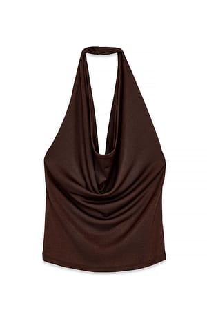 Dark Brown Top med halterneck