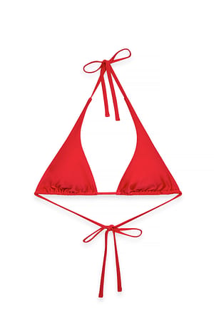 Red Top de bikini de triángulo con cuello halter