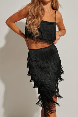 Black Fringed Singlet