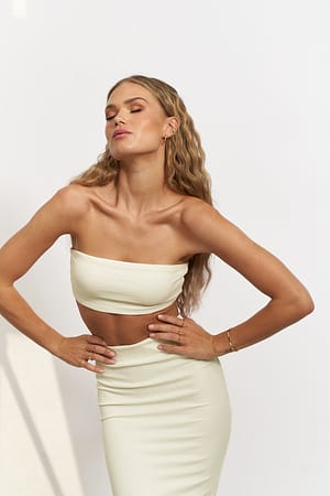 Off White Bandeau Jersey Top