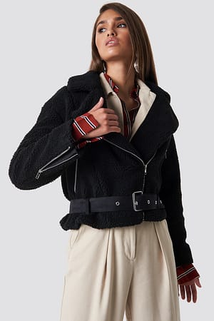 Black Teddy Biker Jacket
