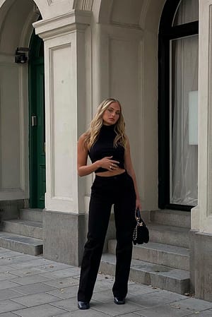 Black Pantalon de costume taille haute