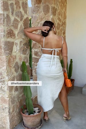 Light Grey Draped Linen Dress
