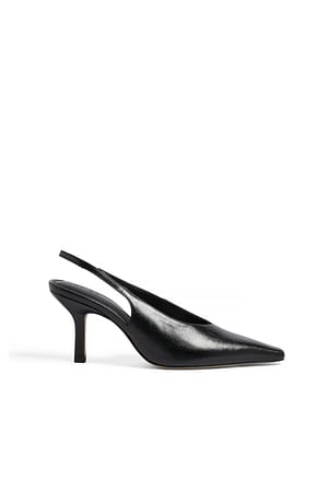 Black Slingback-Pumps mit hoher Schnittführung