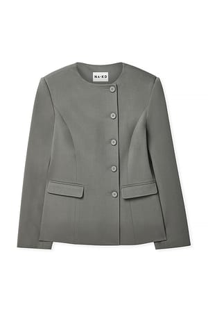 Grey Blazer med høy hals og knapper