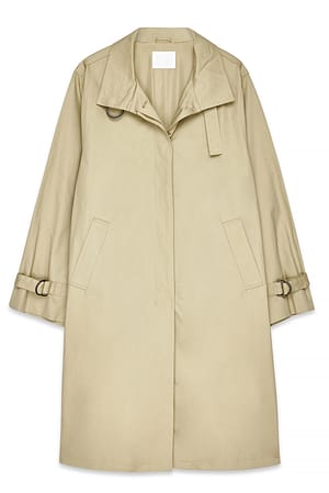 Beige High Neck Oversized Long Trenchcoat