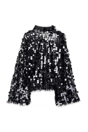 Black Hochgeschlossenes Pailletten-Top