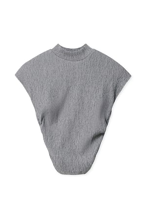 Grey High Neck Structured Top