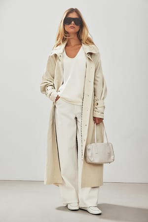 Beige High Neck Trenchcoat