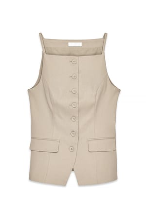 Taupe Västtopp med hög hals