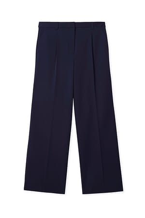 Navy Tung dressbukse med høyt liv
