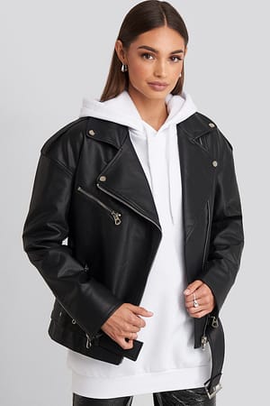 Black Oversize Pu Jacket