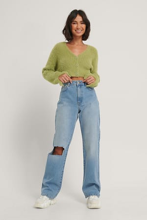 Light Blue Denim Denim Med Raka Ben