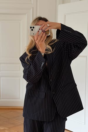Navy Stripe Oversized blazer med striper