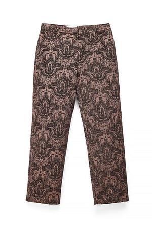 Copper Brown Jacquard-Hose mit hoher Taille