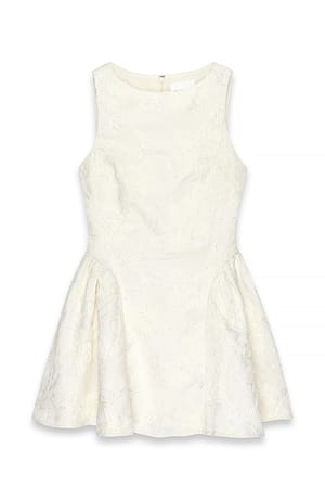 Cream Mini-jurk met jacquard, pailletten en ruches op de heup