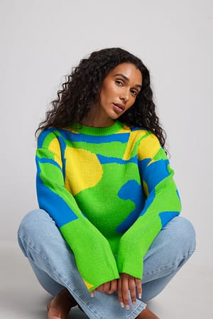 Multicolor Strikket genser i jacquard